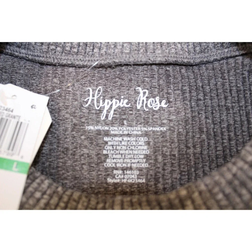 Hippie Rose Large NWT Olive Green Ribbed Seamless Long Sleeve Cropped Knit Top